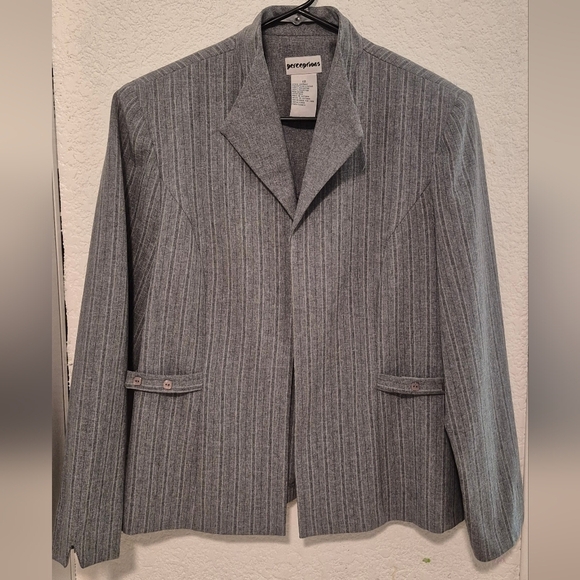 Perceptions Gray Striped Men's Blazer - Picture 1 of 4
